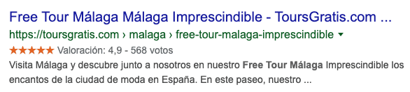SEO local. Valoraciones Free Tour Málaga.