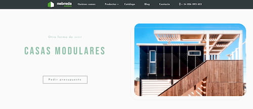 Página del producto de Casas Modulares del sitio web de Nebrada.