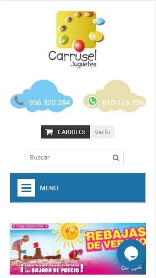 Captura de pantalla del sitio web de Carrusel Juguetes.