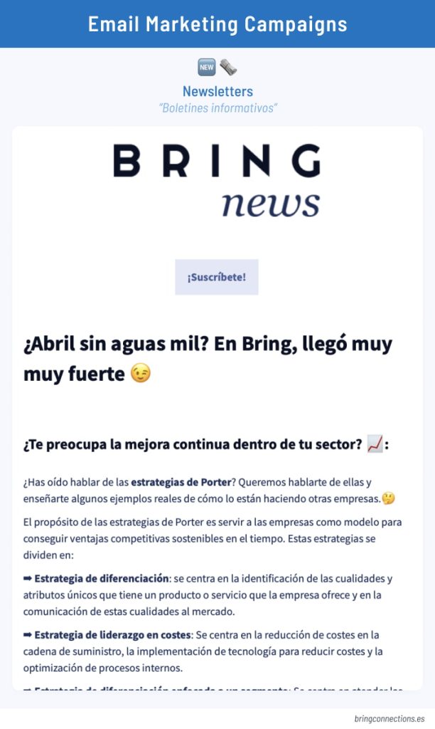 Estrategia de email marketing. Newsletters.