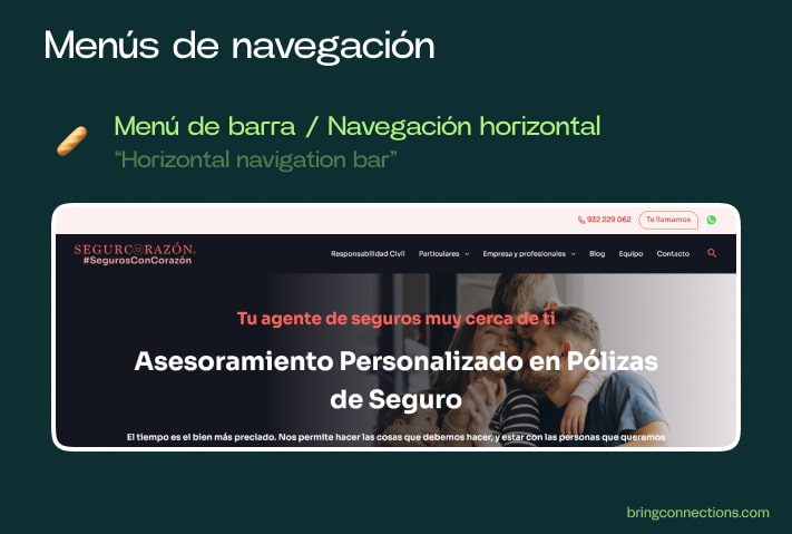 menu navegacion barra horizontal diseño