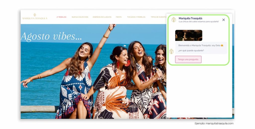 ecommerce moda asistencia tiempo real