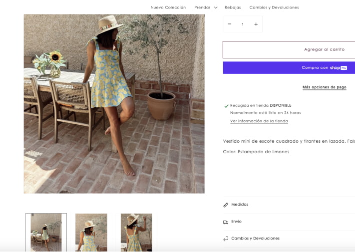 ficha producto ecommerce moda