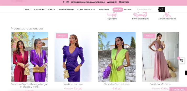 Recomendaciones ficha producto ecommerce moda