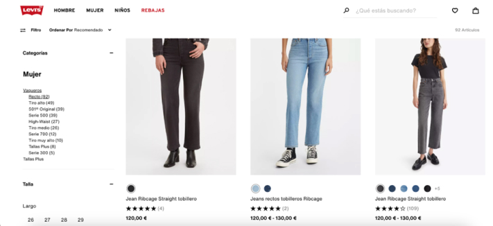 Variantes ecommerce moda levis