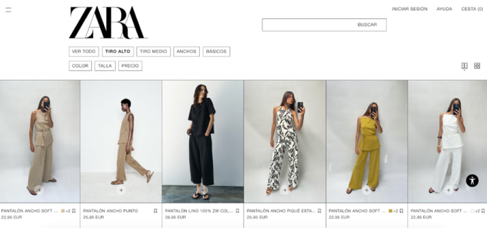 pagina categoria pantalones zara